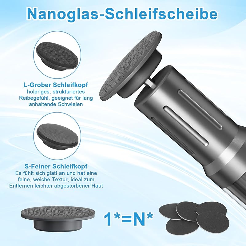 LED 2-In-1 Hornhautentferner Elektrisch, 6 Stufenlos Einstellbaren Geschwindigkeiten, Inkl. Dauerhaften FußFeilen Und Austauschbarem Nagelpolierer FüR Professionelle FußPflege