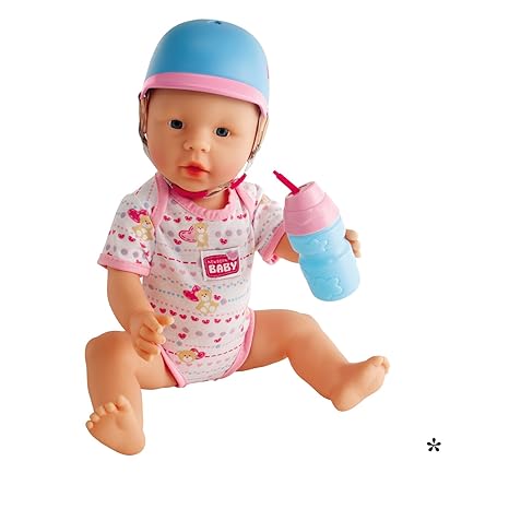 #0618 Fahrradhelm für Puppen in blau, rosa inklusive Trinkflasche zum Befüllen • New Born Baby Helm Spielpuppe Spielzeug Zube