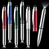 Chinco 5 Pcs Stylus Pen with LED Light, 3 in 1 Touchscreen,Multicolor | Capacitive Stylus for Phone Tablet, Metallic Ink Writing Tool, Portable Flashlight for Dark Environments, Ballpoint Clip