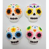 NCS Day of the Dead, Dia De Muerto, Sugar Skull Edible Cake Toppers, 12 Count