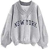 Remidoo Oversized Sweatshirt for Women V Neck Sweatshirts Casual Fleece Long Sleeve Pullover Top