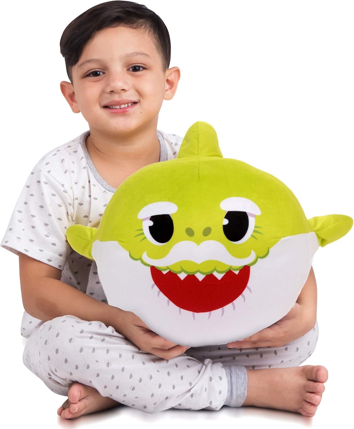 Franco Kids Bedding Soft Plush Cuddle Pillow Buddy, One Size, Baby Shark Lime Green Grandpa