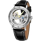 FORSINING Men's Unique Design Luxury Automatic Movt Popular Style Genuine Leather Strap Skeleton Watch