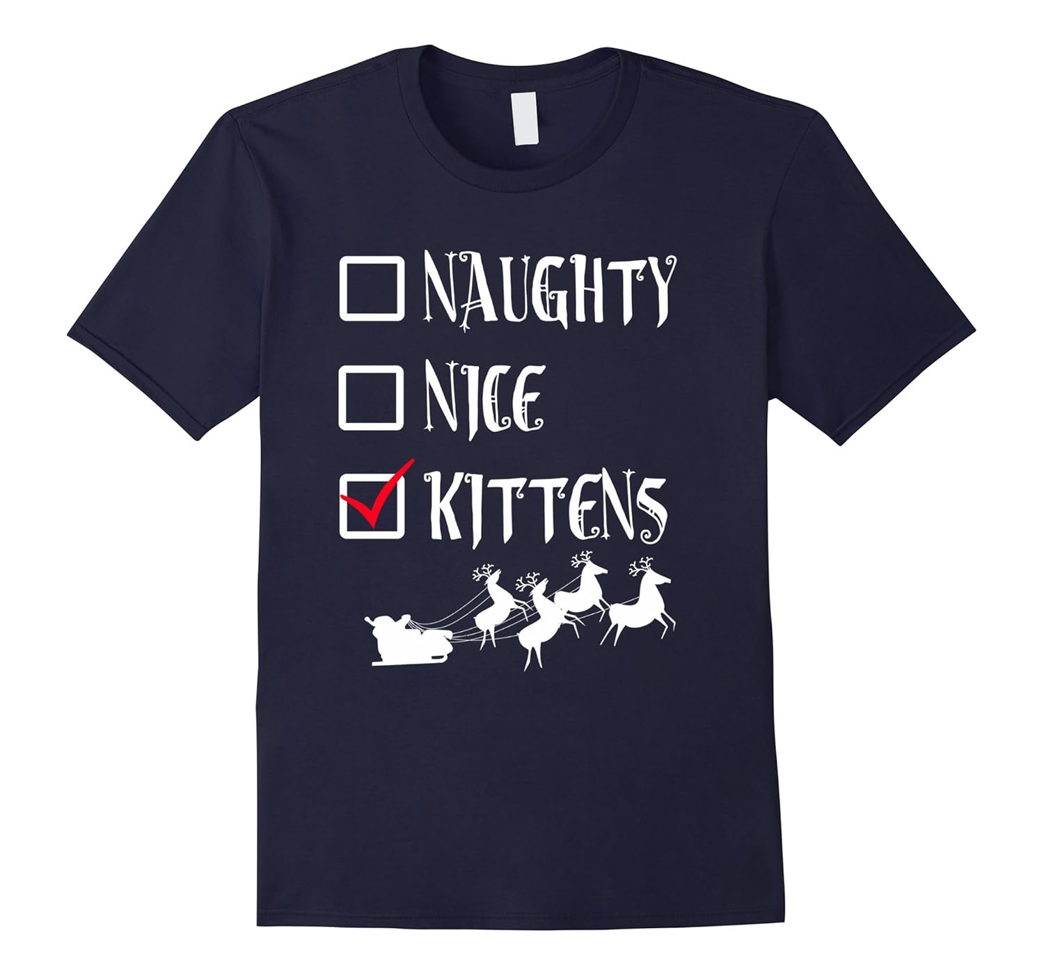 UGLY CHRISTMAS SWEATER SHIRT Naughty Nice KITTENS CAT Tee-ANZ