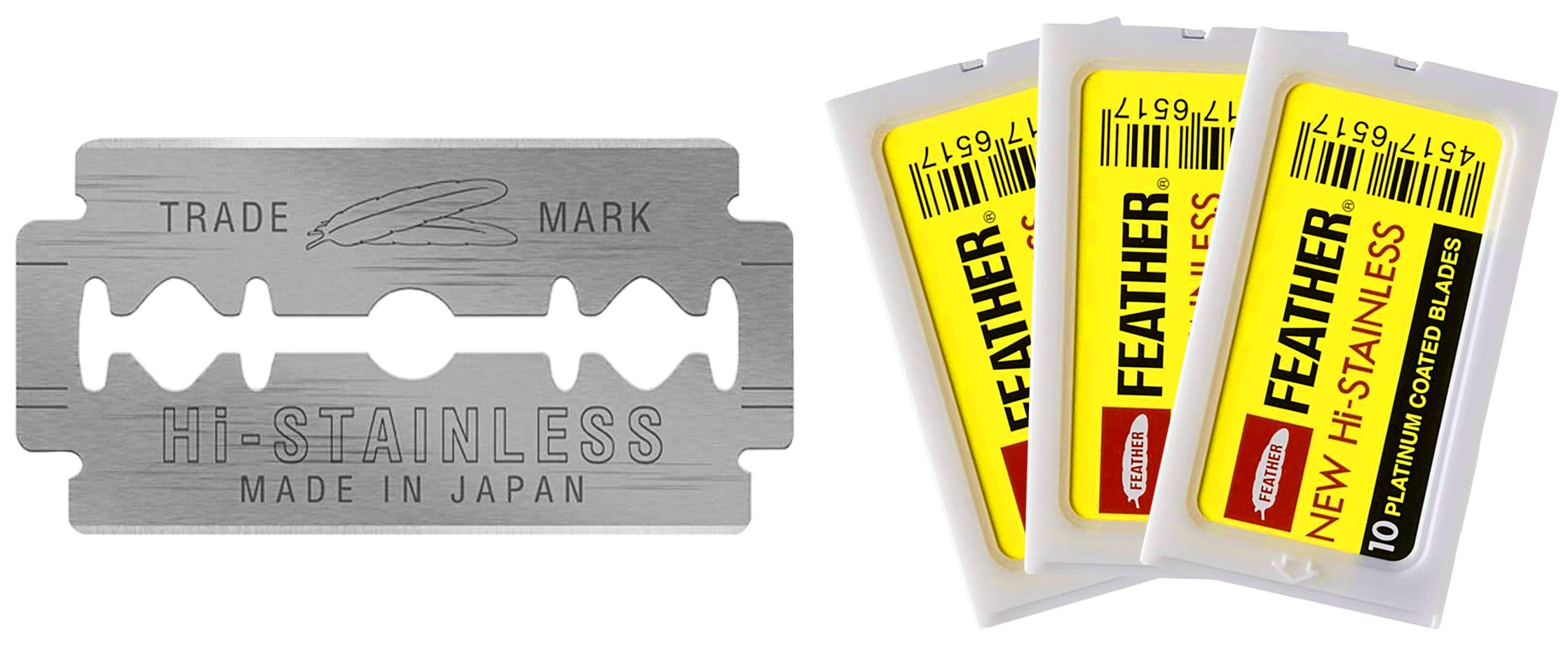 Feather Double Edge Safety Razor Blades (30 Count) Platinum Coated