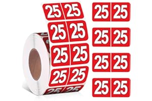 ZZUNKN 500 Pieces 2025 Year Stickers File Folder Year Labels Rectangle Coded Colored Year Stickers Self Adhesive Year Labels Tab File Folders Office Supplies, 1 Roll, 3/4" x 1-1/2" (Red)
