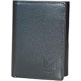 muzaf Trifold Premium Leather Wallet for Men with RFID Blocking (Black)