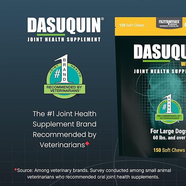 NUTRAMAX LABORATORIES DASUQUIN WITH MSM JOINT HEALTH SUPPLEMENT FOR LARGE DOGS – WITH GLUCOSAMINE, MSM, CHONDROITIN, ASU, BOSWELLIA SERRATA EXTRACT, AND GREEN TEA EXTRACT, 150 SOFT CHEWS