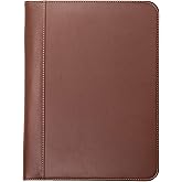 Samsill Contrast Stitch Leather Padfolio and Business Portfolio for Men and Women, Resume/Document Organizer with Writing Pad, Tan (71716)