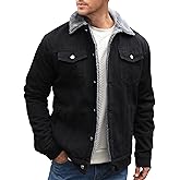 TENGINE Men's Sherpa Lined Trucker Jacket Winter Fleece Lined Denim Coats Slim fit Casual