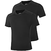 RIKUAOU Boys Compression Shirt Short Sleeve, Youth Quick Dry Basketball Football Undershirts, Kids Athletic Sports Base Layer