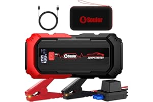 Portable Car Jump Starter,5000A Battery Booster Pack with Jumper Cables LED Lights Car Battery Jump Starter 12V Car Booster J