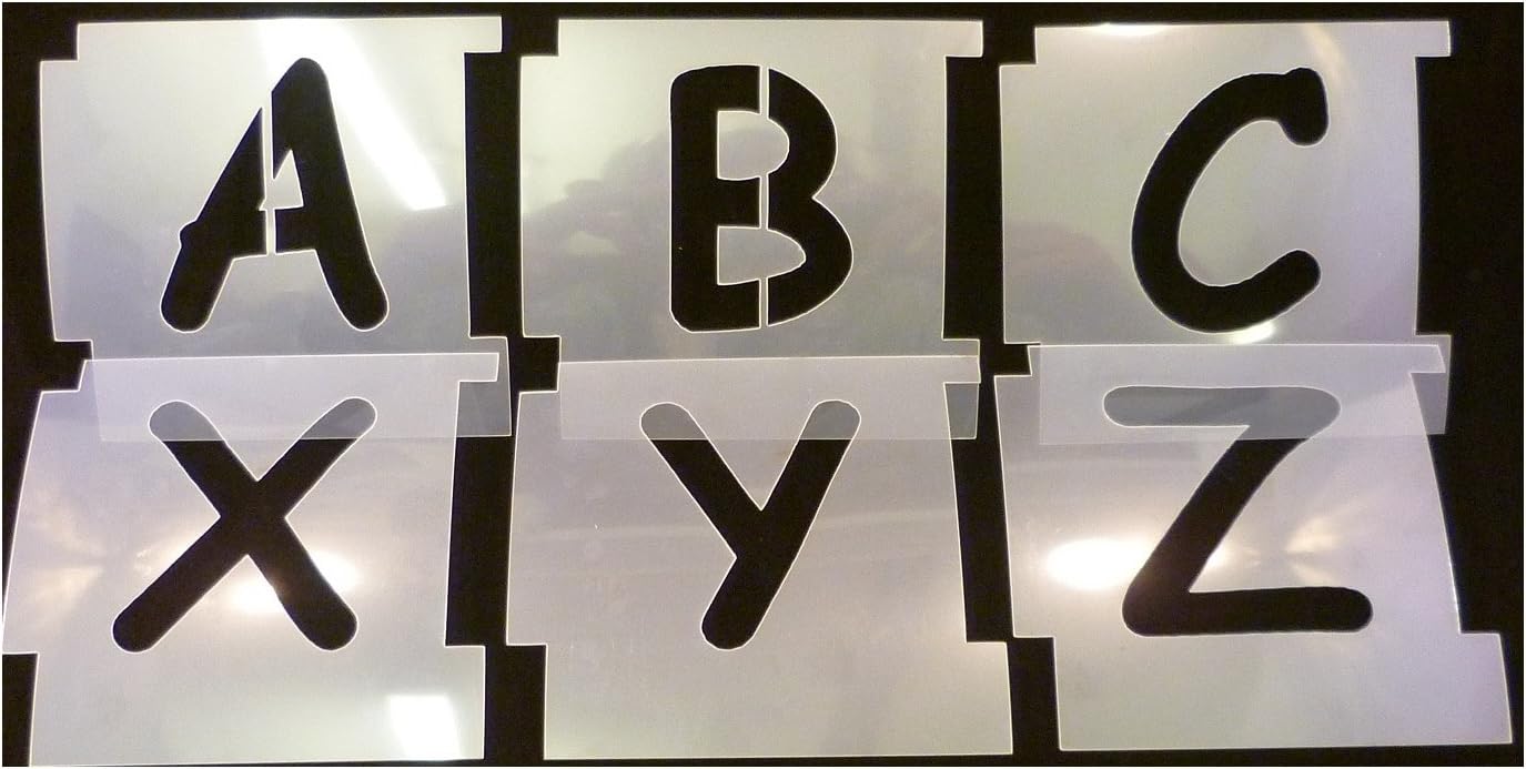 50mm Professional Interlocking Stencil Kit. COMIC SANS Font, Upper Case. Made from 125micron Mylar Polyester