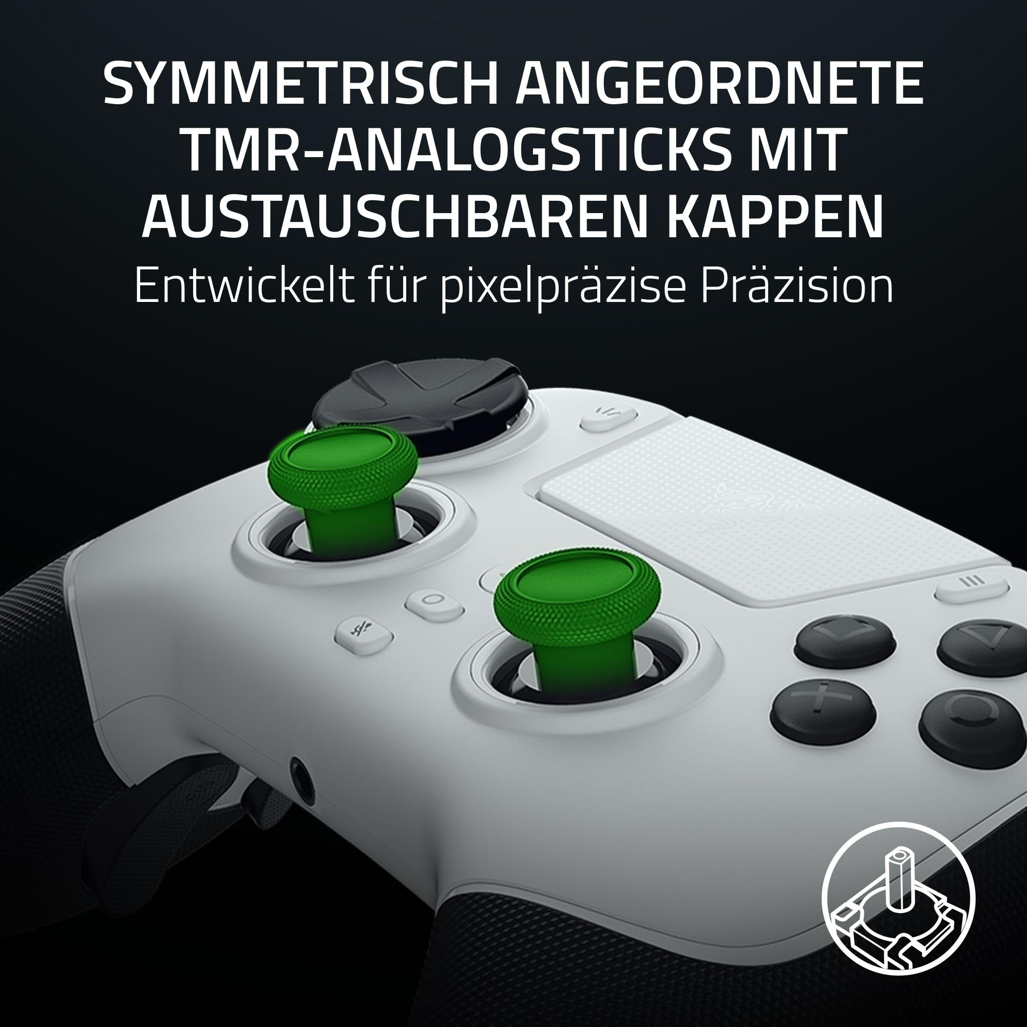 Razer Raiju V3 Pro - Kabelloser E-Sport-Controller für PlayStation 5 & PC - 4 abnehmbare Mausklick-Tasten & 2 Klauengriff-Bumper - TMR-Analogsticks - Pro HyperTrigger - Mecha-Tactile-Tasten | Weiß 4