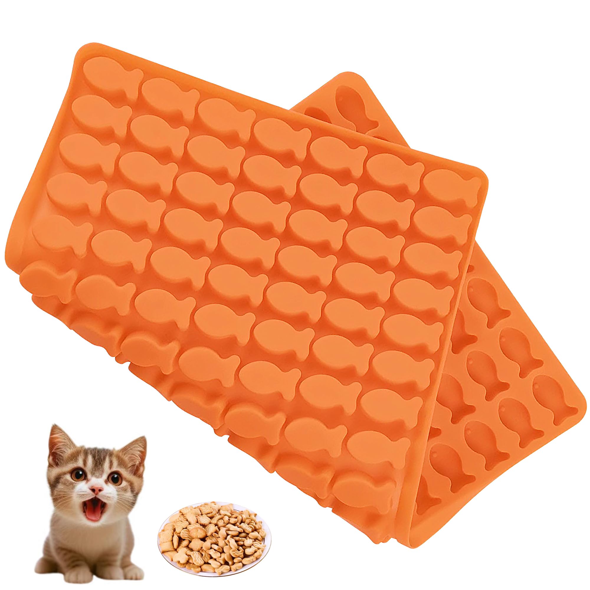 Mini Fish Silicone Molds for Candy Gummy Chocolate, Goldfish Silicone Mold, Dog Treat Molds with Scraper (fish)