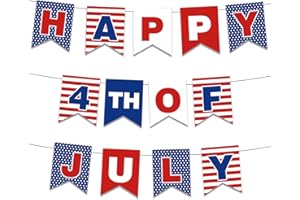 ZEPTRIX 4th of July Banner Decorations,Red White Blue Outdoor Patriotic American Garden Flag Garland Banner USA Hanging Bunting Sign Independence Memorial Labor Day Party Supplies Home Office Mantel Fireplace
