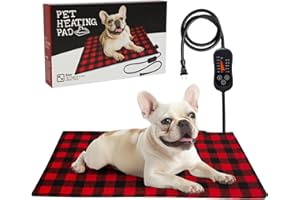 LEPAWIT Pet Heating Pad, Adjustable Temperature Heated Dog Bed with Timer, Outdoor Waterproof Heated Pad with Anti-Chew Cord, Overheat Protection Warming Mat for Small and Medium Dogs (M:15.7"x27.6")