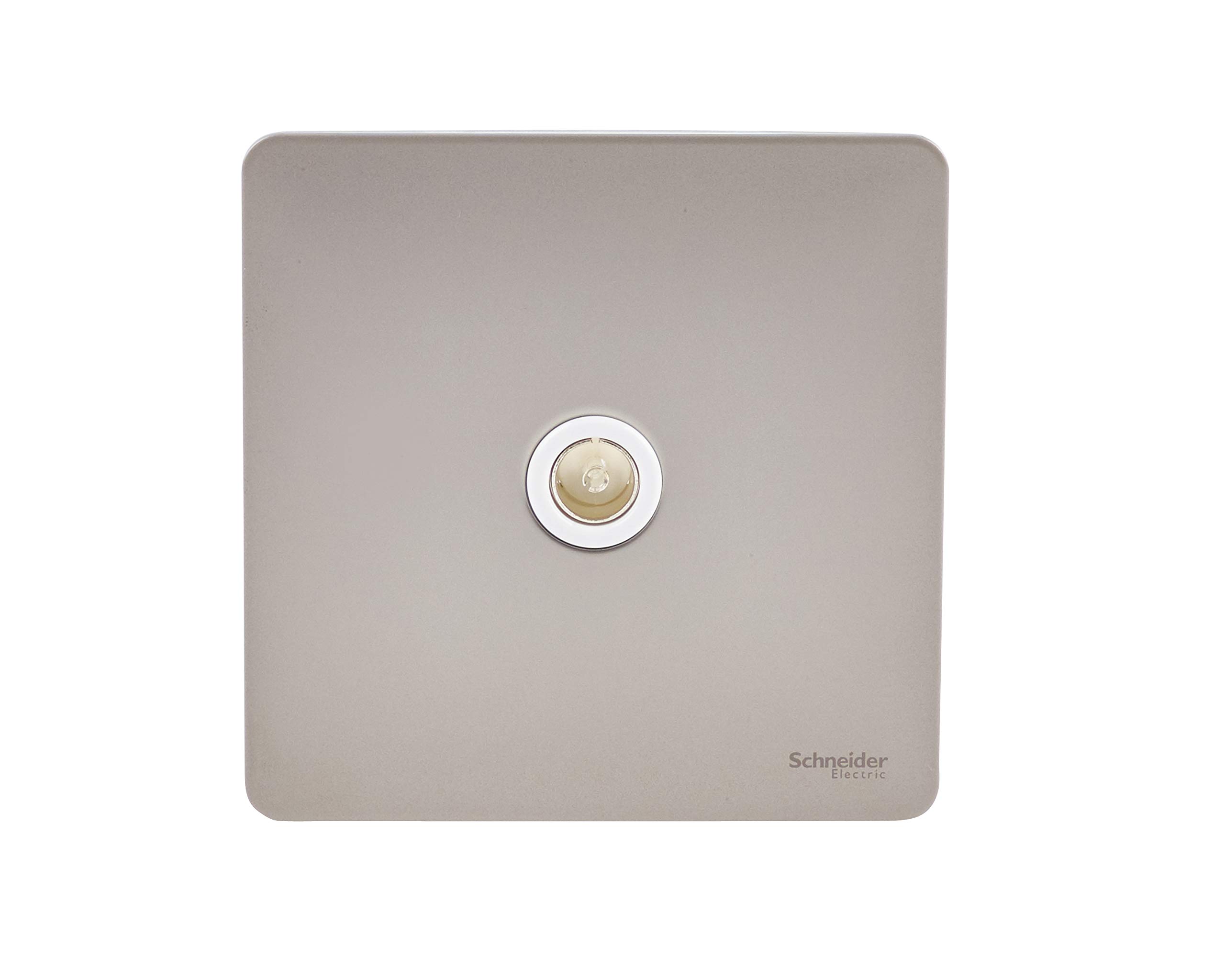 Schneider Electric Ultimate Screwless Flat Plate - Single TV Aerial Socket, GU7410WPN, Pearl Nickel with White Insert