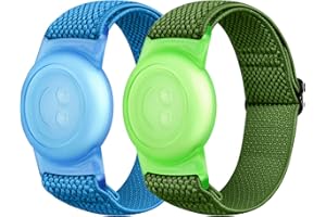 PBFairyy Elastic Nylon Bands for Apple AirTag for Kids, 2 Pack Nylon Watch Bands Compatible with AirTag, Adjustable Anti Lost Wristband for Toddler Child Elders