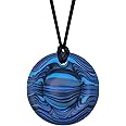 Munchables Sensory Bubble Popper Chew Necklace and Fidget Toy Combination for Kids and Adults (Wavy Navy)
