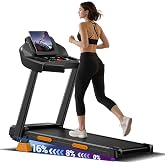 CURSOR FITNESS 16% Incline Treadmills for Home with 3 LED Displays | 400LBS Capacity Foldable Walking Pad Treadmill with Low Noise 3.0HP Motor, Portable Treadmill 0.6-7.0MPH