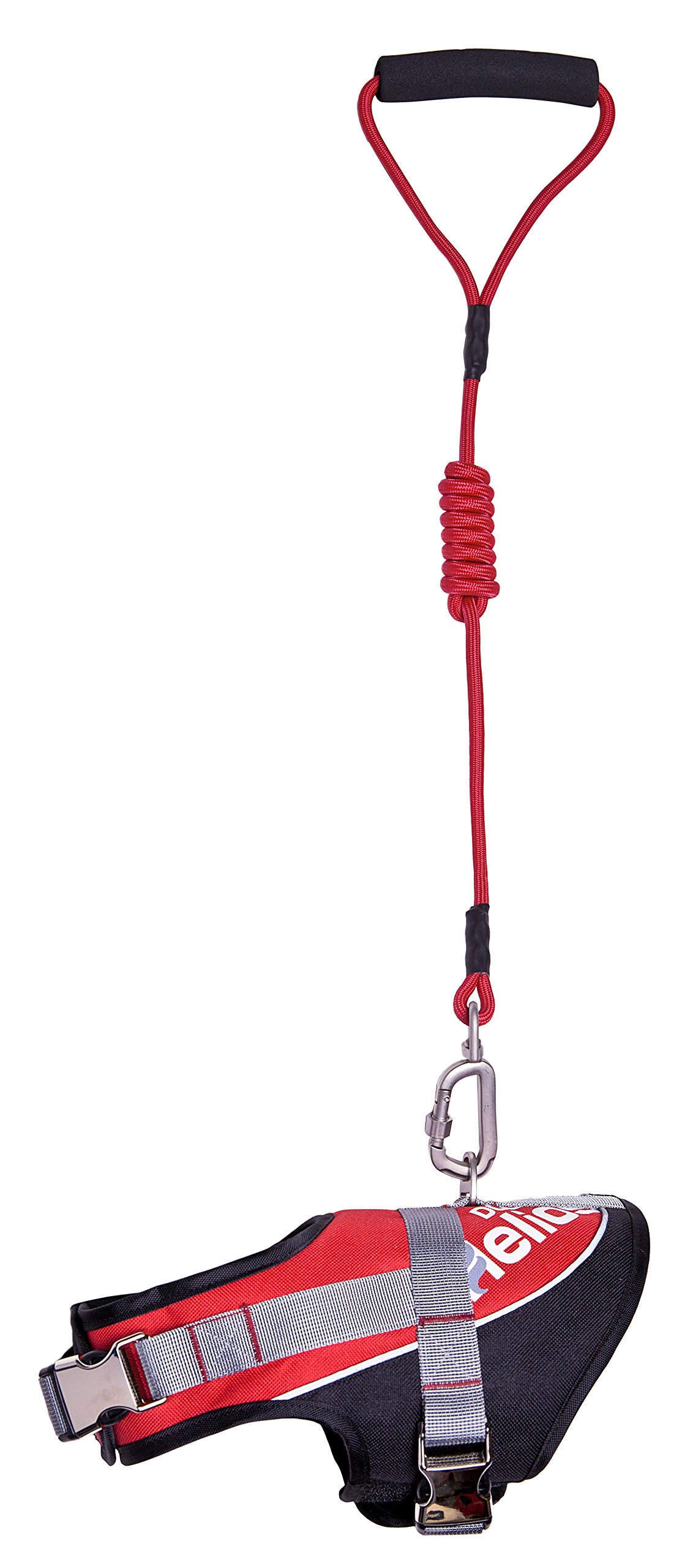 DogHelios Bark-Mudder Easy Tension 3M Reflective Endurance 2-in-1 Adjustable Dog Leash and Harness, Red, MD