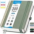 EMSHOI Spiral Notebook College Ruled, 300 Numbered Pages, A4 Large Hardcover Leather, 100 GSM Thick Lined Journal for Women Men Work Writing Journaling Note Taking, 8.27" x 11.2", Light Green
