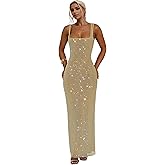 Figdaw Glitter Mesh Bodycon Dress for Women 2025 Birthday,Bachelorette Party