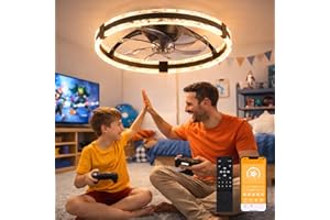 20” Ceiling Fan with Lights and Remote 72W Low Profile Modern Fandelier Dimmable 3000K - 6500K LED Fan Light 6 Speed Reversib