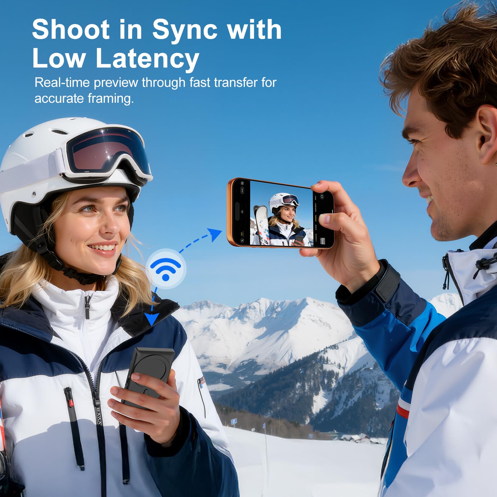 RRWKJ Vlog Screen Selfie Monitor,Wireless Mini Monitor for iPhone/Android Rear Camera with Magnetic Phone Clip Mount,Phone Rear Camera for Selfie Vlog Live Streaming on TikTok,YouTube,Instagram（Black）