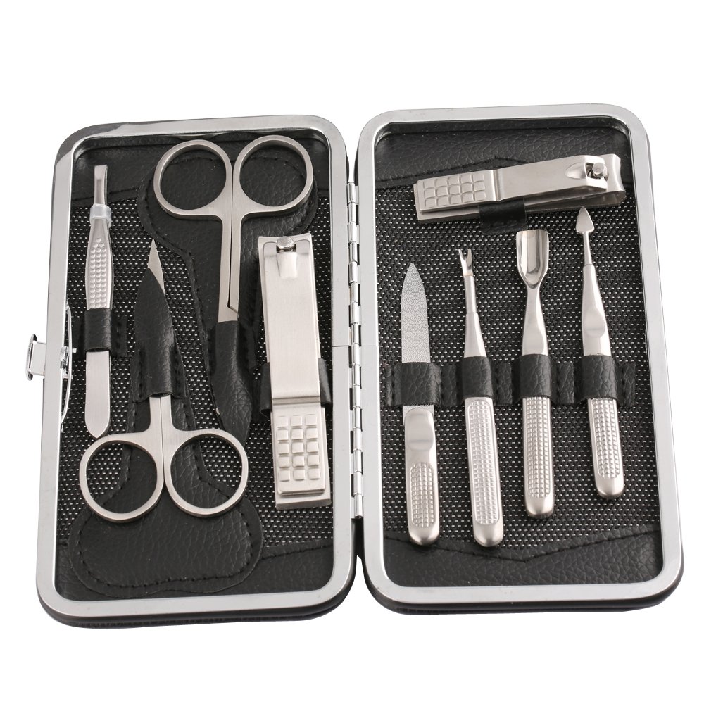 Manicure Pedicure Set Stainless Steel Nail Clippers Nail File Travel Grooming Kit with Protable Case-UHIBROS