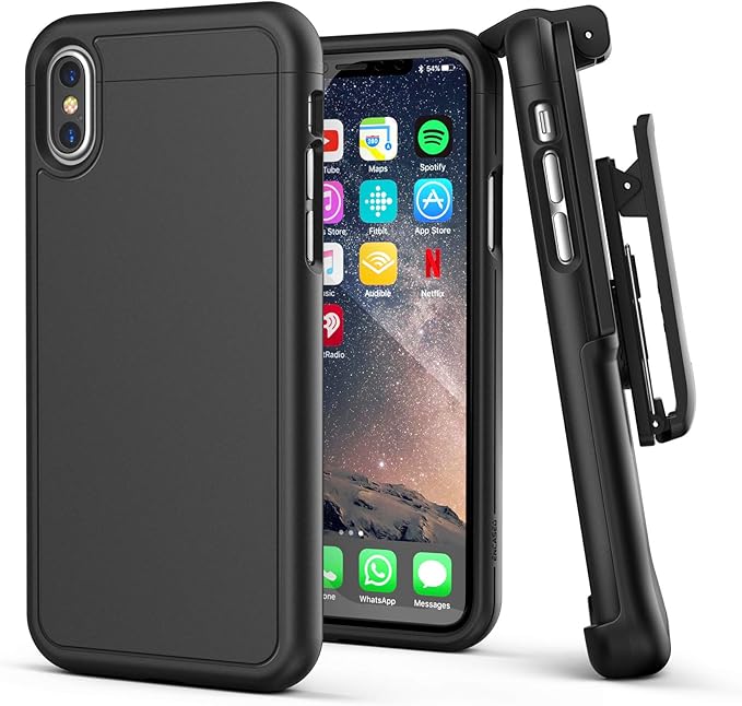 Encased Iphone X Belt Case Slimshield Series Protective Grip Case With Holster Clip For Apple Iphonex Iphone Xs 17 18 Release Smooth Black Electronics Amazon Com
