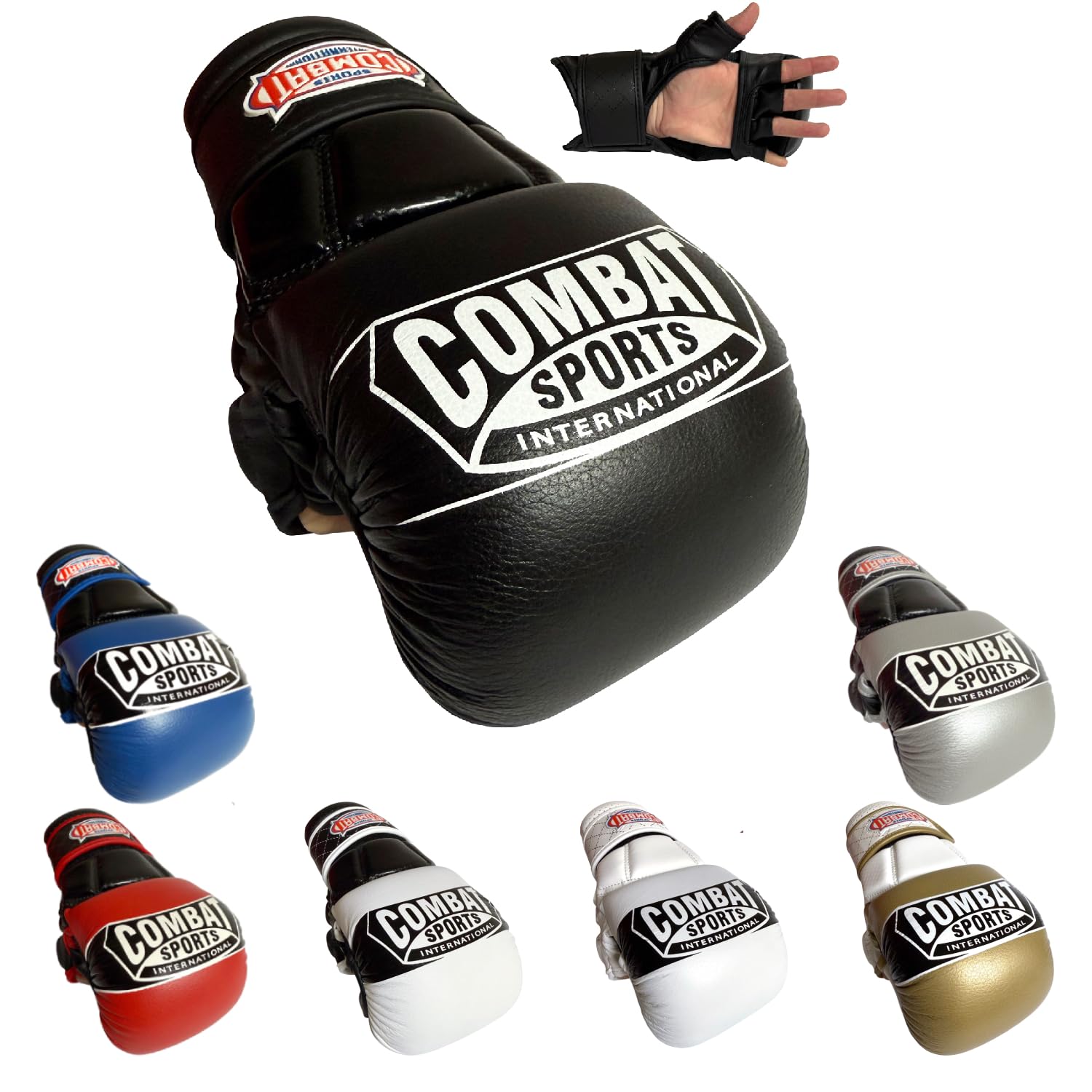 Combat Sports Max Strike MMA Training Gloves, Open Palm Gloves for MMA, Muay Thai, and Kickboxing, Black, XL Image