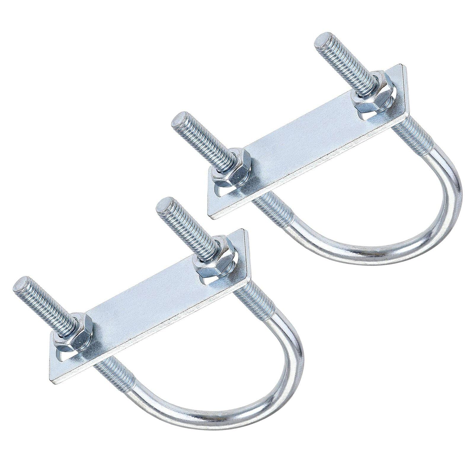 TOP-VIGOR 2 sets M8 Round U-Bolts, 42mm Inner Width 75mm Length Steel U-Bolts with Nut, Plate for Building Installations Mechanical Parts Connection Cehicles Ships — image 1