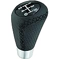 Abfer Shifter Knob 5 Speed Leather Car Gear Stick Shifting Knobs Shift Lever for Most Manual Transmission Vehicle Truck, Black