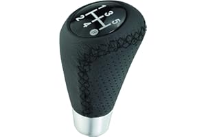 Abfer Shifter Knob 5 Speed Leather Car Gear Stick Shifting Knobs Shift Lever for Most Manual Transmission Vehicle Truck, Black