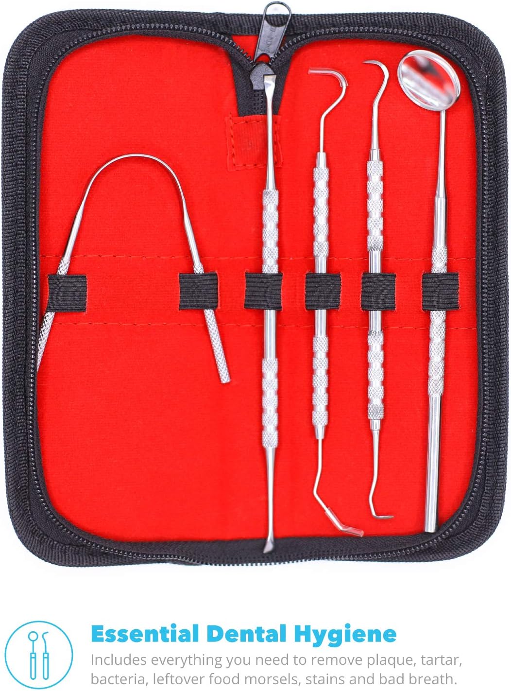 Equinox International Dental Hygiene Kit - Includes Tarter Scraper/Scaling Instrument, Dental Pick, Dental Sickle, and Mouth Mirror - Professional Surgical Grade Dentist Approved Tools: Industrial & Scientific