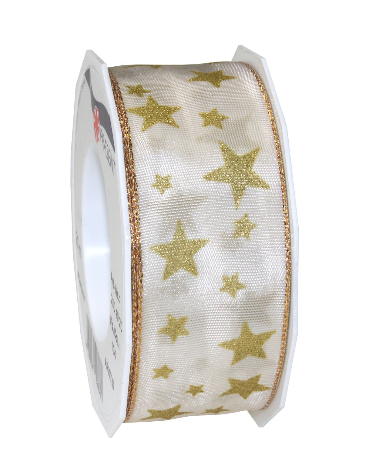 PRÄSENT - Arktis Wired & Printed Ribbon Cream 40 mm width, 20 m length — image 1