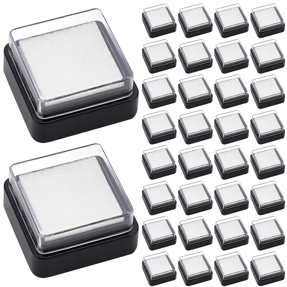 WEBEEDY 30PCS Empty Blank Ink Pad No Ink Mini Thumbprint Sponge Ink Stamp Pad Black Quick Drying Foam Uninked Pads for Colorful Ink Refill Painting DIY Stamping Scrapbooking, 3x3cm