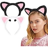 DRESHOW Rhinestone Cat Ears Headbands Kitty Crystal Hair Band for Women Pack of 2 Silver Gold Rhinestone One Size