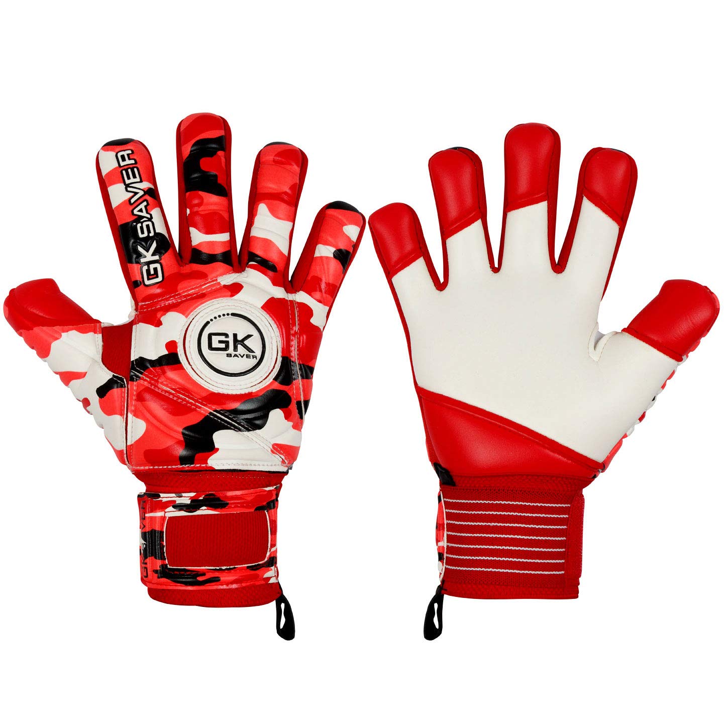 GK Saver Bravo Professional Argo Negative Cut Savefingers Giga Grip Football Goalkeeping Gloves |Sizes 6 to 11 |4mm Latex Anti-Slip Soccer Gloves (Camo Red NO Savefingers, 6) — image 1