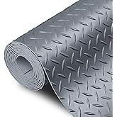 SEAL 4 x 6 Ft Premium Garage Floor Mat, Solid 2.8mm Thick Gray Commercial Grade Heavy Duty Parking Mat for Garage Floor, Golf Cart Parking, Water/Stain Resistant Floor Runner (Embossed Diamond Plate)