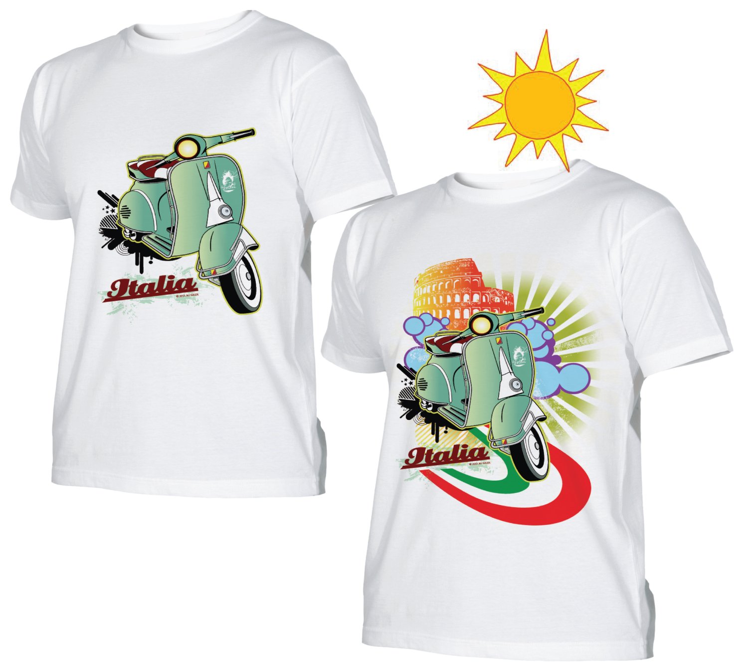 Au Soleil VespaM01M T shirt Uomo Medium che cambia colore al sole disegno" Vespa" Amazon Sport e tempo libero