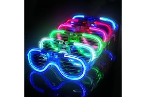 Ainiv Neon Color Shutter Shadeds Glasses for Kids, Novelty 80s 90s Funny Party Glasses Festival Outfits Accessories