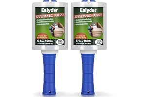 Ealyder Tape 2-Pack Industrial Mini Stretch Wrap Film 80 Gauge 5.1" 1000ft, Self-Adhering Clear Hand Stretch Wrap with Plasti