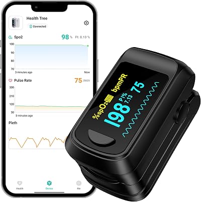 HealthTree Fingertip Pulse Oximeter Bluetooth Oxygen Saturation Monitor