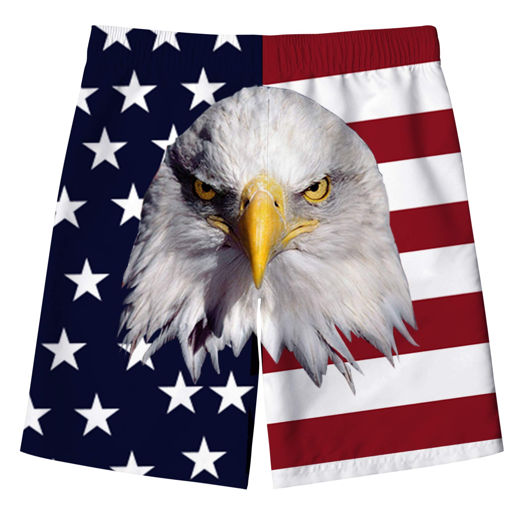 RAISEVERN Jungen 3D Print Grafik Mittlerer Länge Sommer Lässig Athletisch Strand Schwimmen Urlaub Surfen Shorts Cool Eagle 15 T Kinder