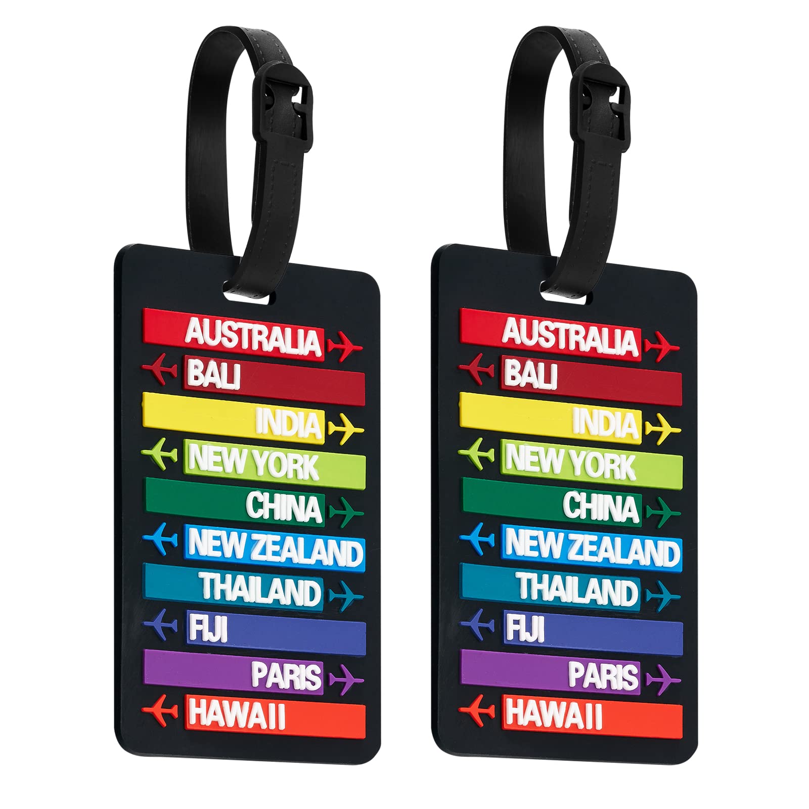 ZOUIQSS Luggage Tags Pack of Two,Baggage Tags Suitcase ID Labels Business Card Holder/Travel ID Bag Tag(Black City)