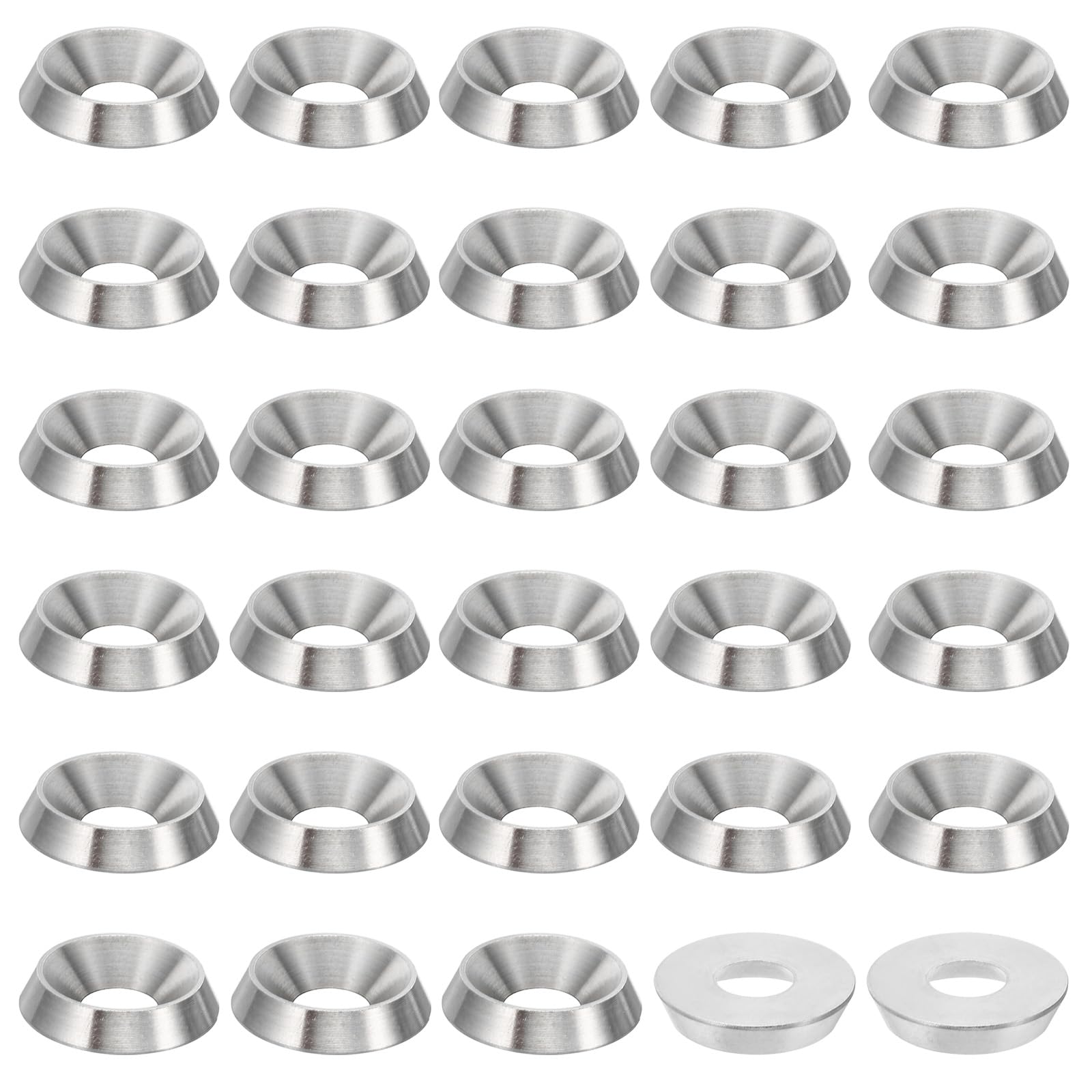 PATIKIL M8 Finish Countersunk Washer, 30pcs 22mm Dia. 4.5mm Tall Solid 304 Stainless Steel CNC Cup Washer Flat Screw Head Gasket for Constructions, Taper