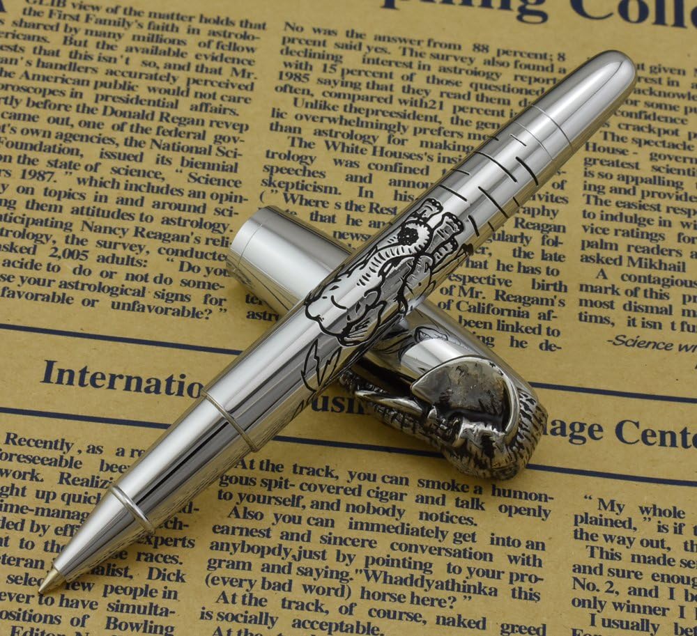 Rollerball Pen, Fuliwen Elephant Ball Point Pen,Silver Barrel with 0.5mm Fine Black refill - Image 3